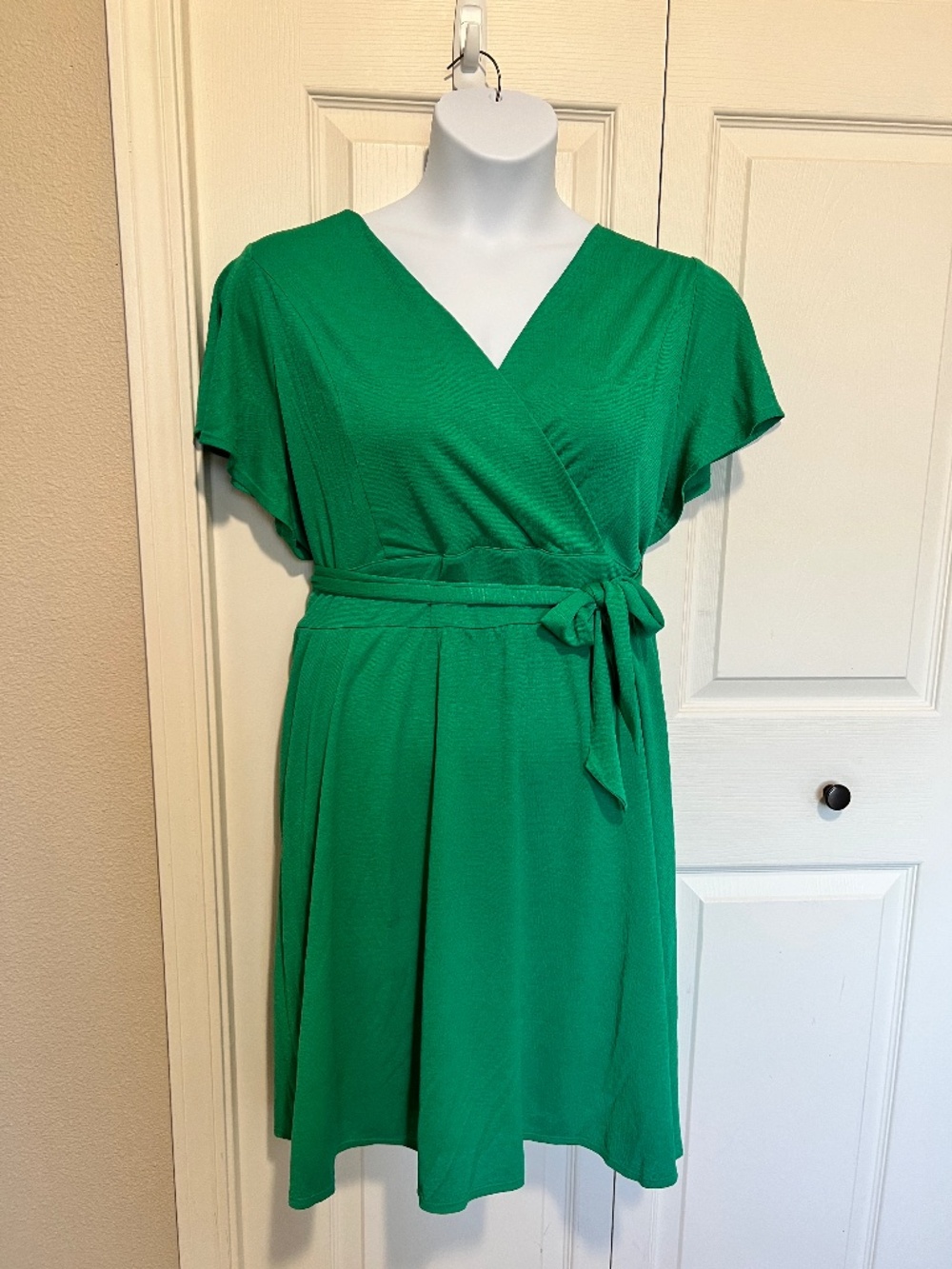 Green Faux Wrap Dress
